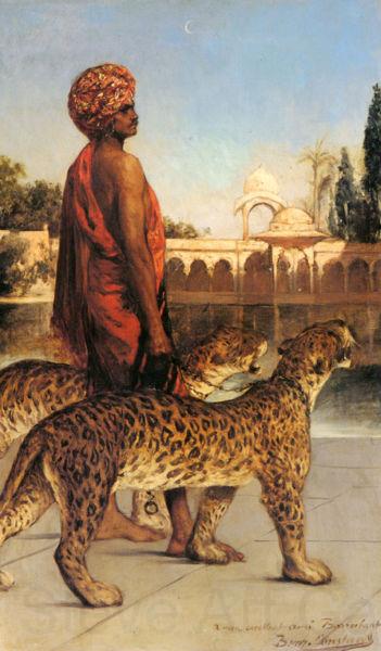 Jean-Joseph Benjamin-Constant Palace Guard with Two Leopards Norge oil painting art